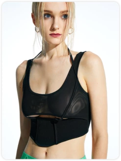 Kollyy Street Black Cut Out Mesh Top Tank Top & Cami