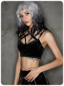 Kollyy Punk Black Tie Up Halloween Top Tank Top & Cami -Tops Sales fe38917f75928f1f3408788fdfa0c4b7