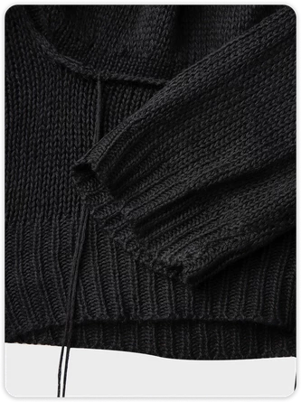 Kollyy Edgy Black Hooded Cut Out Top Sweater 2 Kollyy Edgy Black Hooded Cut Out Top Sweater - Image 2