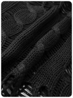 Kollyy Black Ripped Knit Top Sweater -Tops Sales fff248b3aa76b8fdeea1e903a7fa5df8